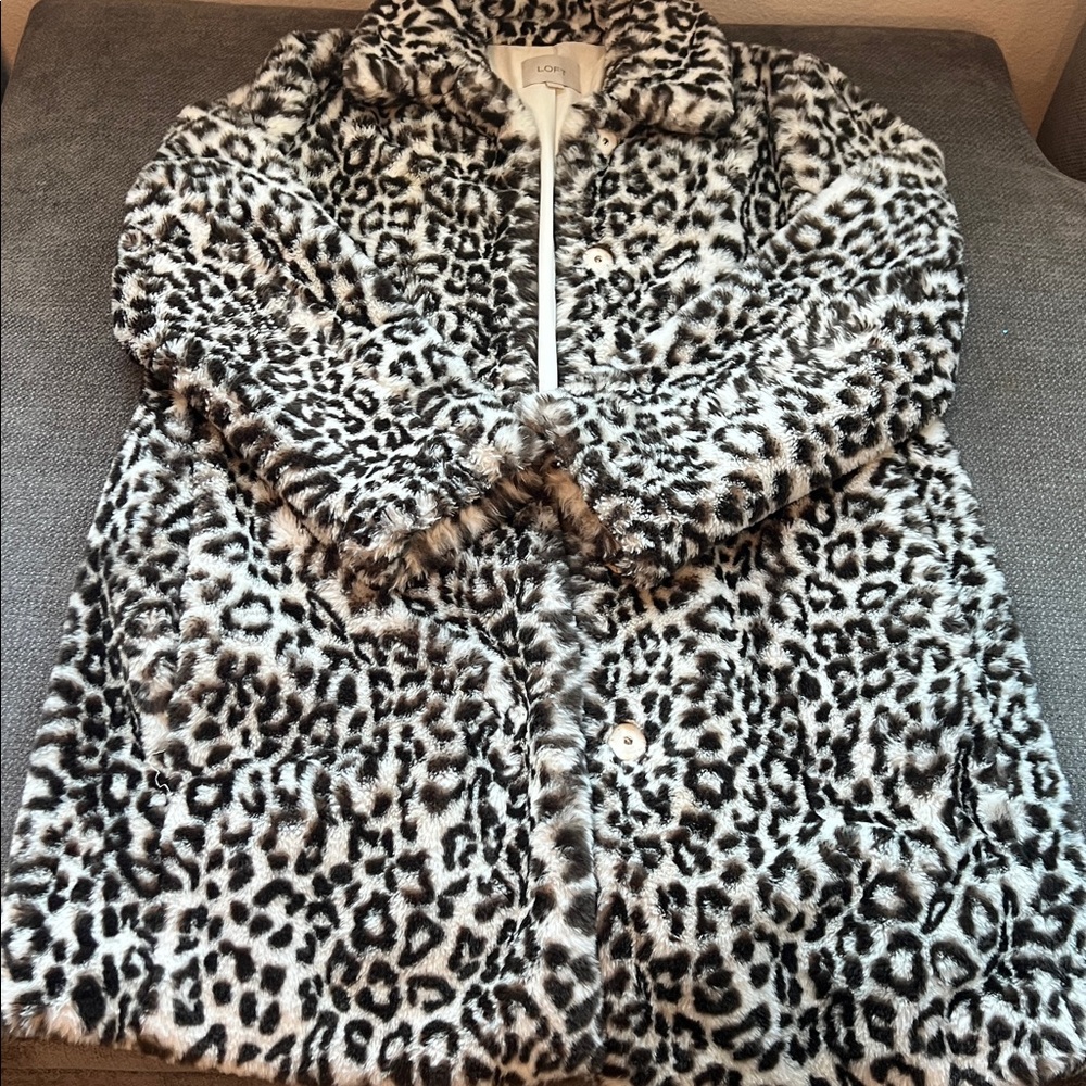 LOFT Brown and White Faux Fur Jacket